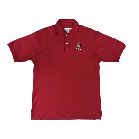 VTG Looney Tunes Classic Men Red‎ Short Sleeve Polo Sz M Tweedy Golfing - Picture 1 of 6